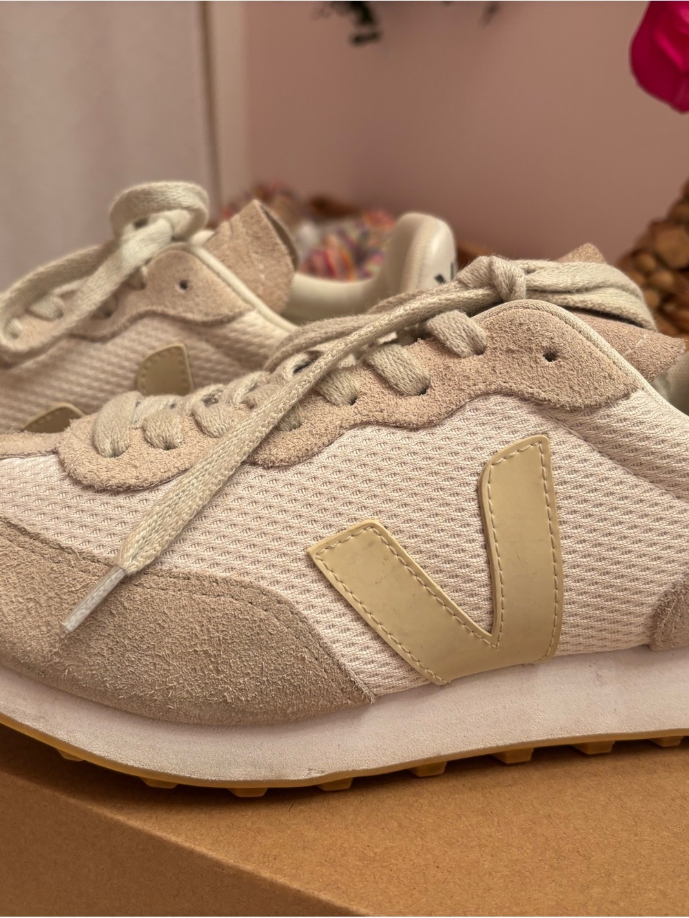 Veja Women's Rio Branco Beige and Cream Athletic Sneakers